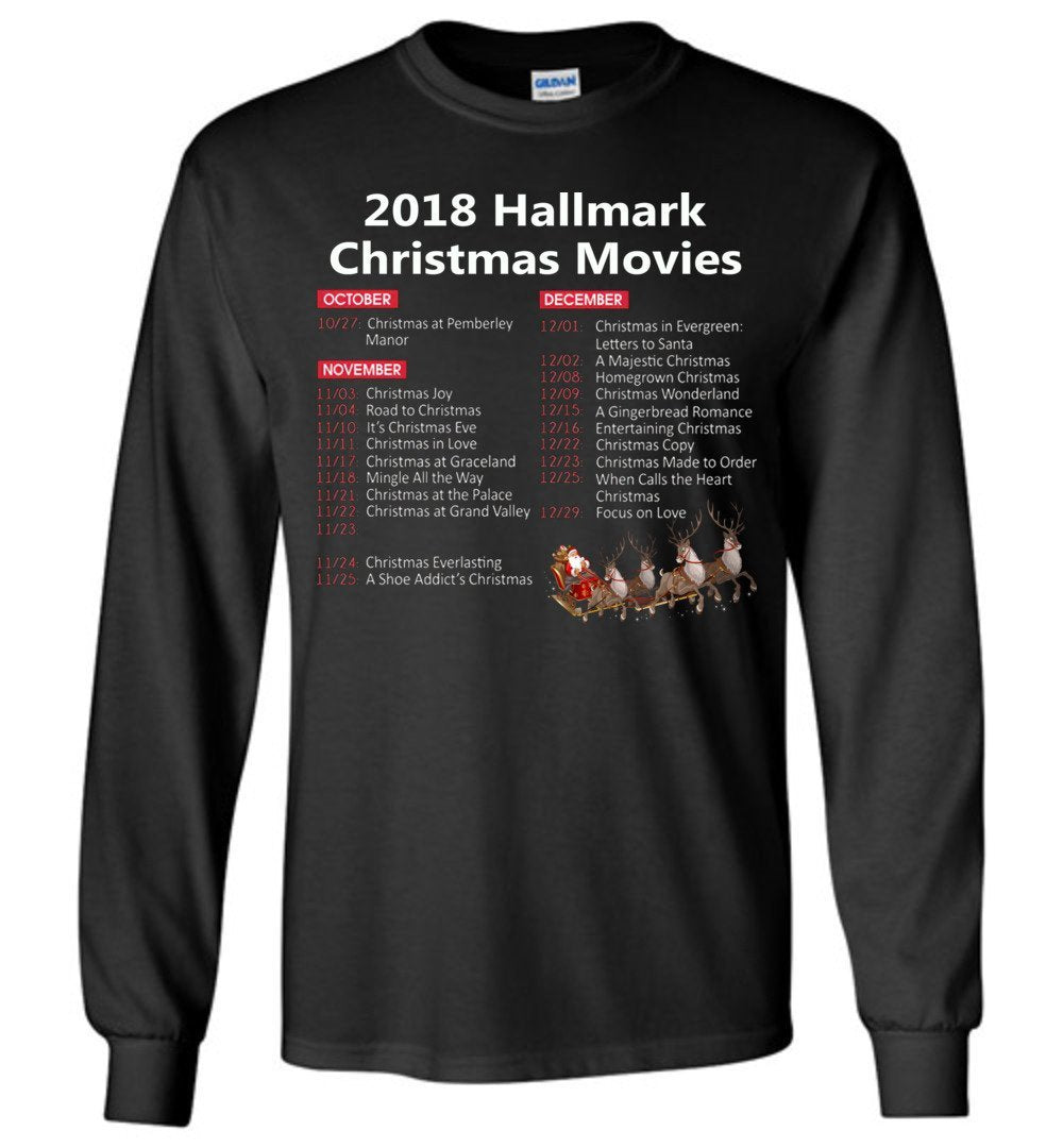 2018 Hallmark Movies Christmas List Long Sleeve, Adult & Youth Size