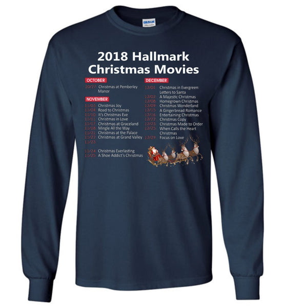 2018 Hallmark Movies Christmas List Long Sleeve, Adult & Youth Size