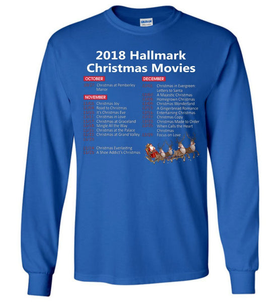 2018 Hallmark Movies Christmas List Long Sleeve, Adult & Youth Size